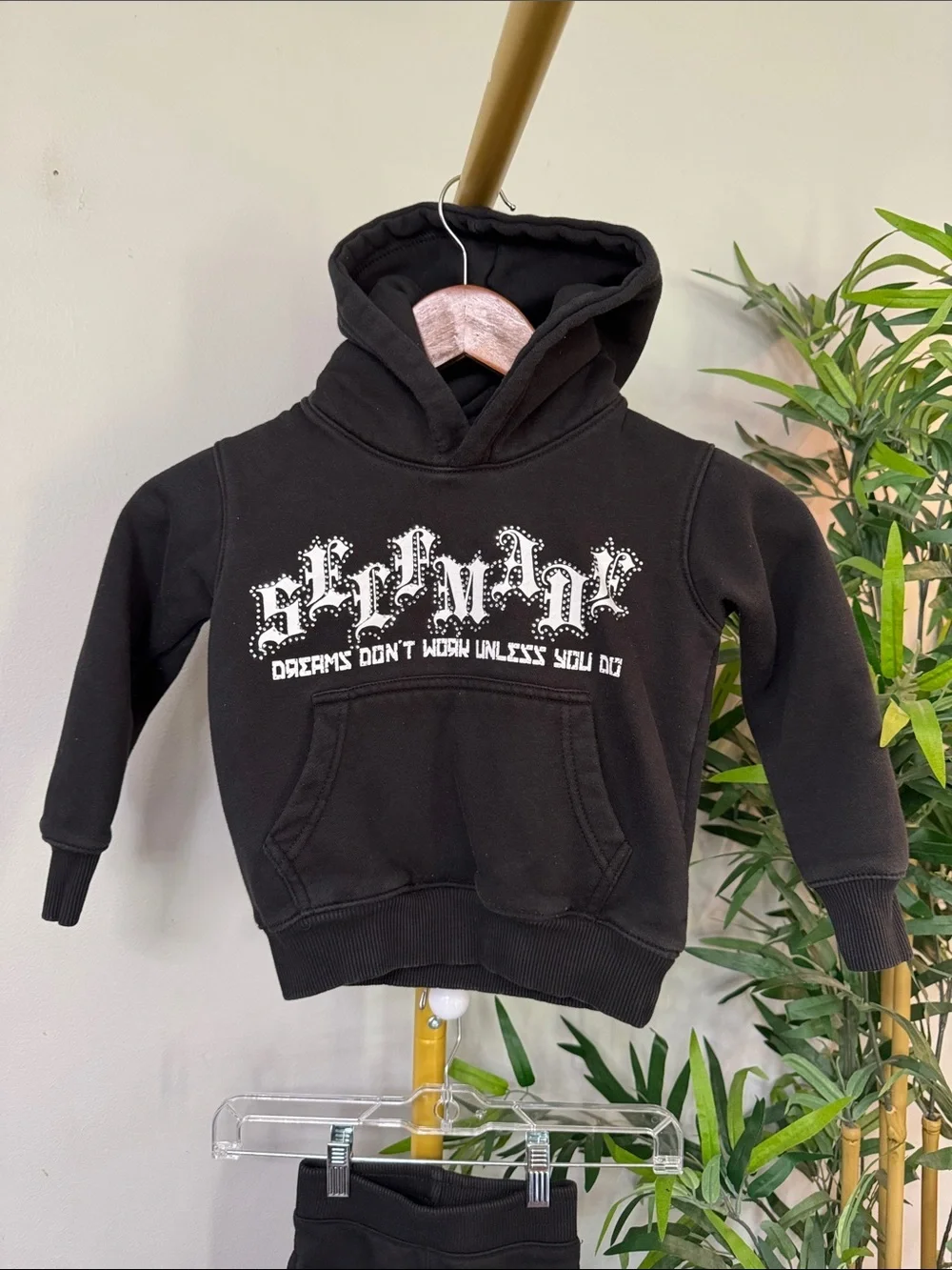 Focus Jeans girls Self Made Black Graphic Hoodie & Sweatpants Set - 3T
